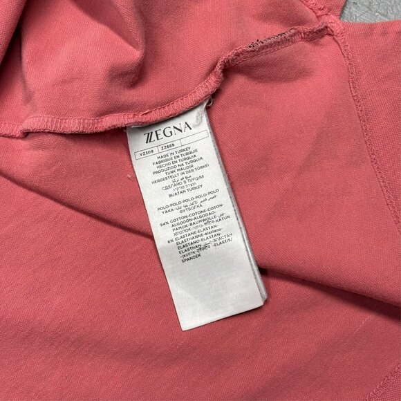 Ermenegildo Zegna Polo Shirt Pink Short Sleeve Mesh Stretch Cotton XXL - Picture 8 of 8